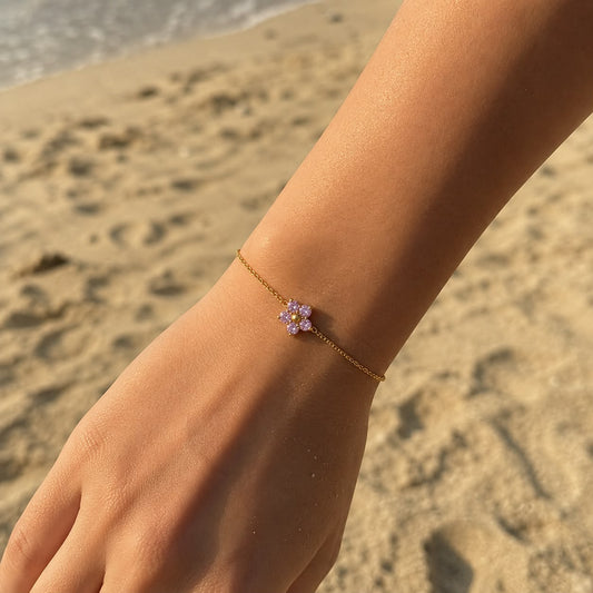 Pink flower bracelet