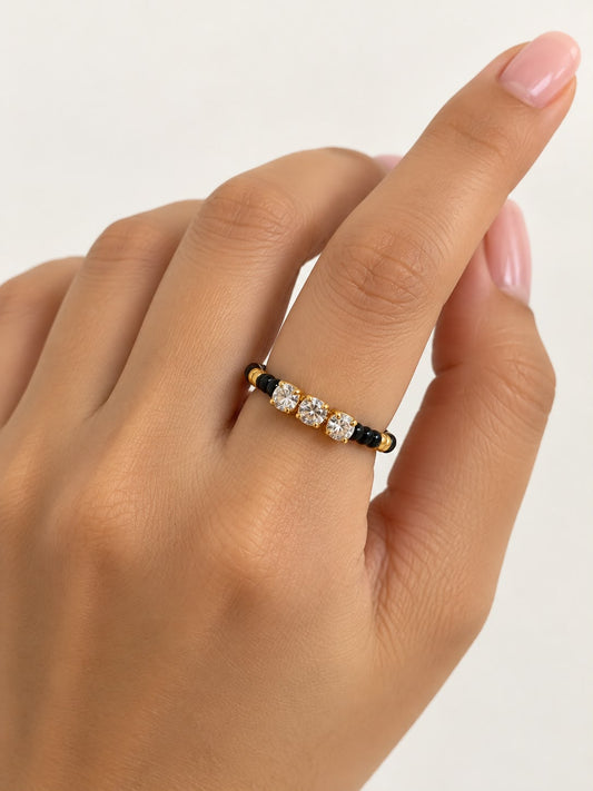 Beaded Mangalsutra ring (Adjustable)