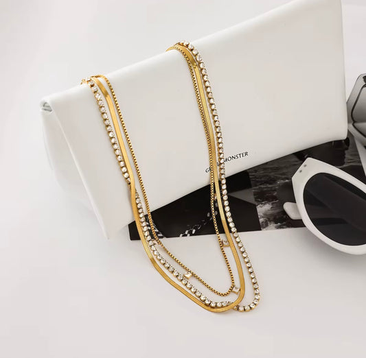 18k gold plated stainless steel white zircon pendant
