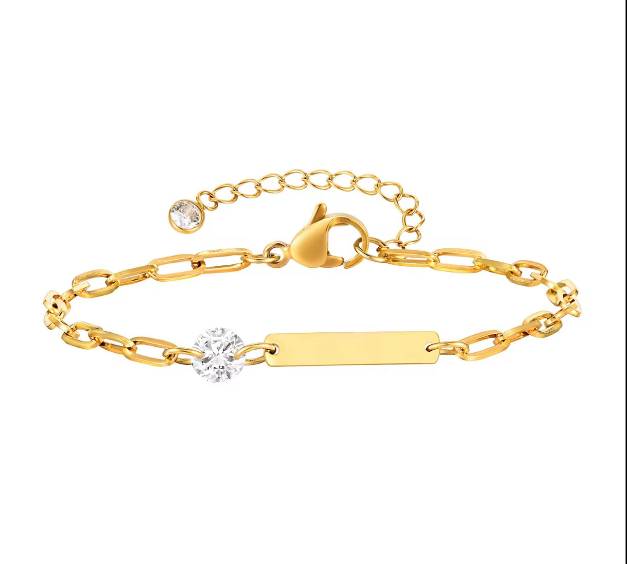Tennis Engraveable silver beed Bracelet