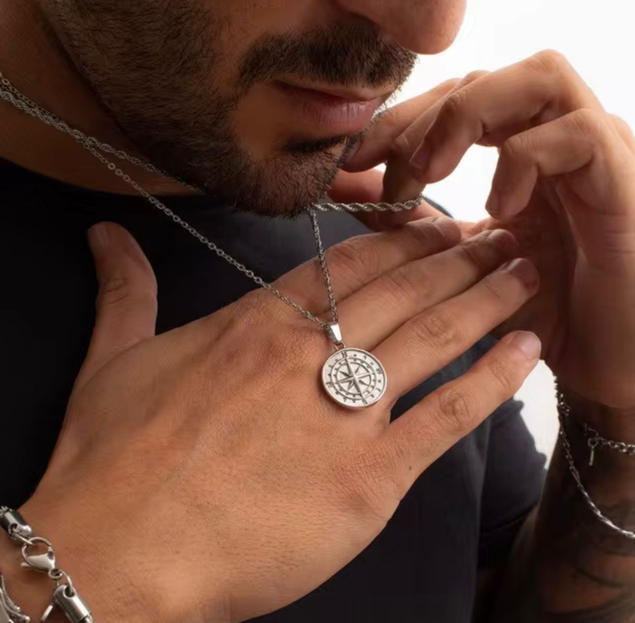 Mens Compass chain (Silver)