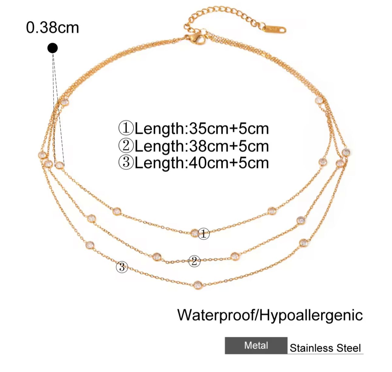 Triple layered diamond Necklace