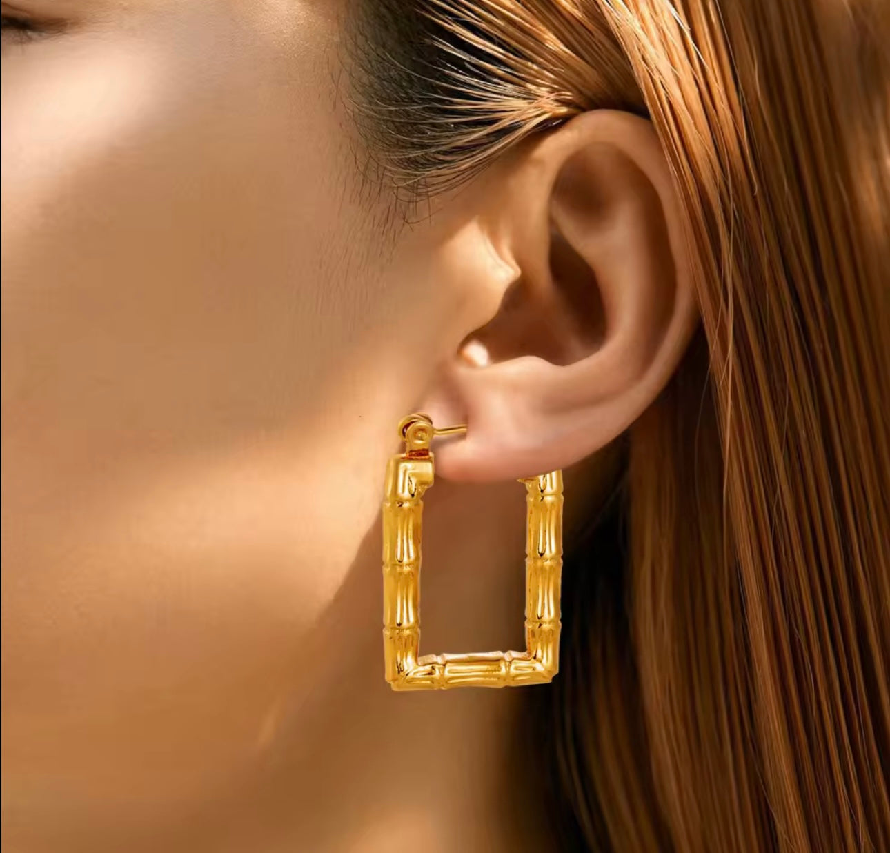 Rectangular Ball Earrings (Flatened)