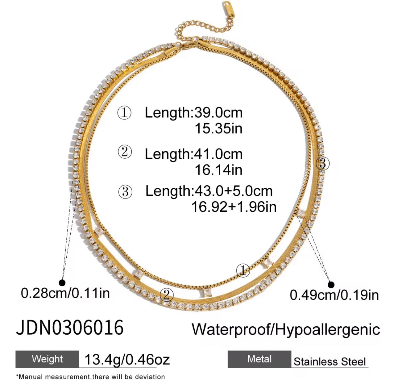 18k gold plated stainless steel white zircon pendant