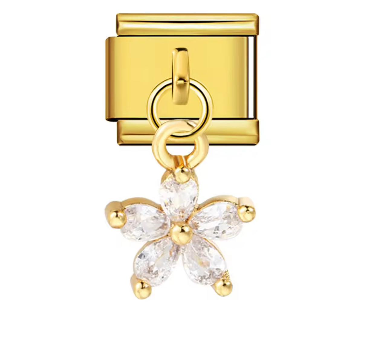 White Hanging flower charm