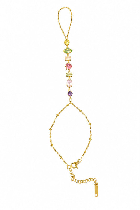 Colourful stone hand chain