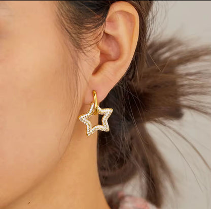 Star hoop earrings