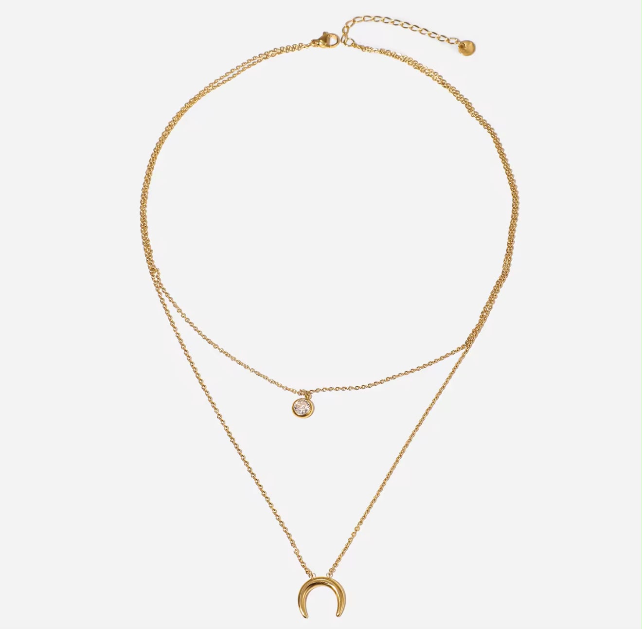 Moon layered stone necklace