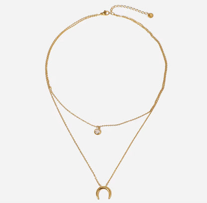 Moon layered stone necklace