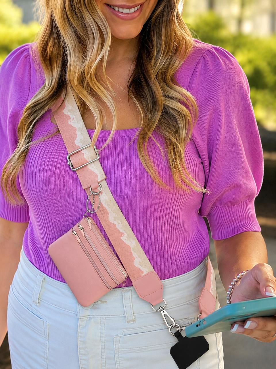 Blush bag phone strap