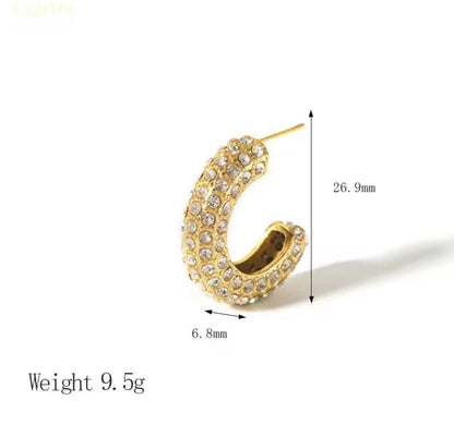 Golden Diamond stud hoops