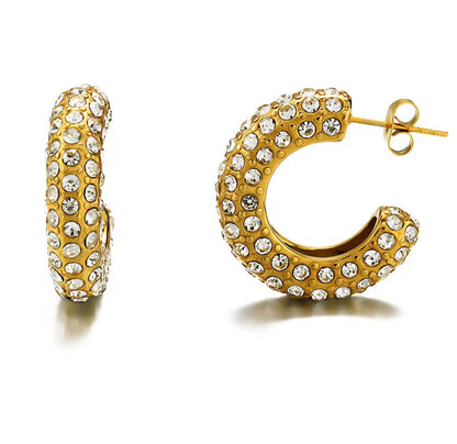 Golden Diamond stud hoops