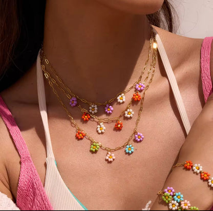 Colourful flower necklace