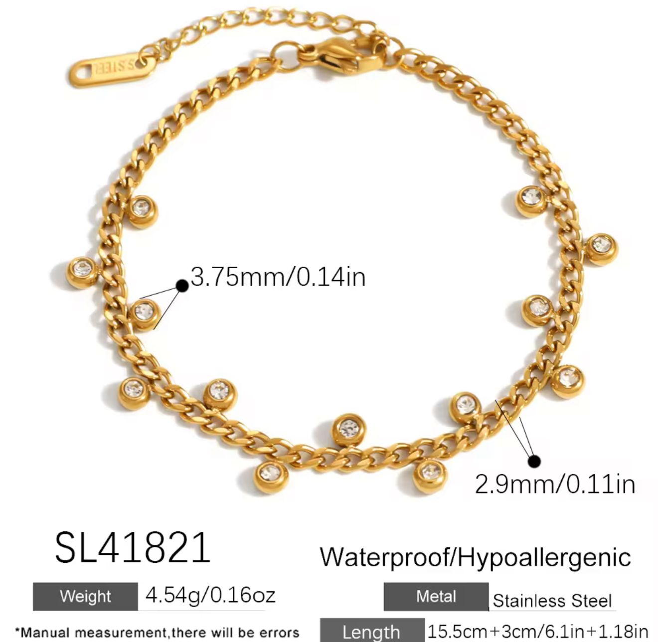 Stone chain bracelet