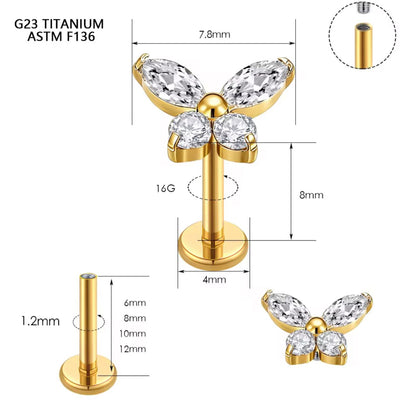 Butterfly Titanium Stud (Pair)