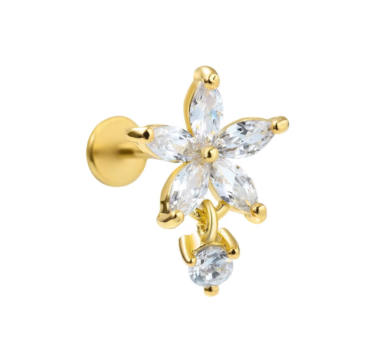 Flower Dangle Flat studs (Pair)