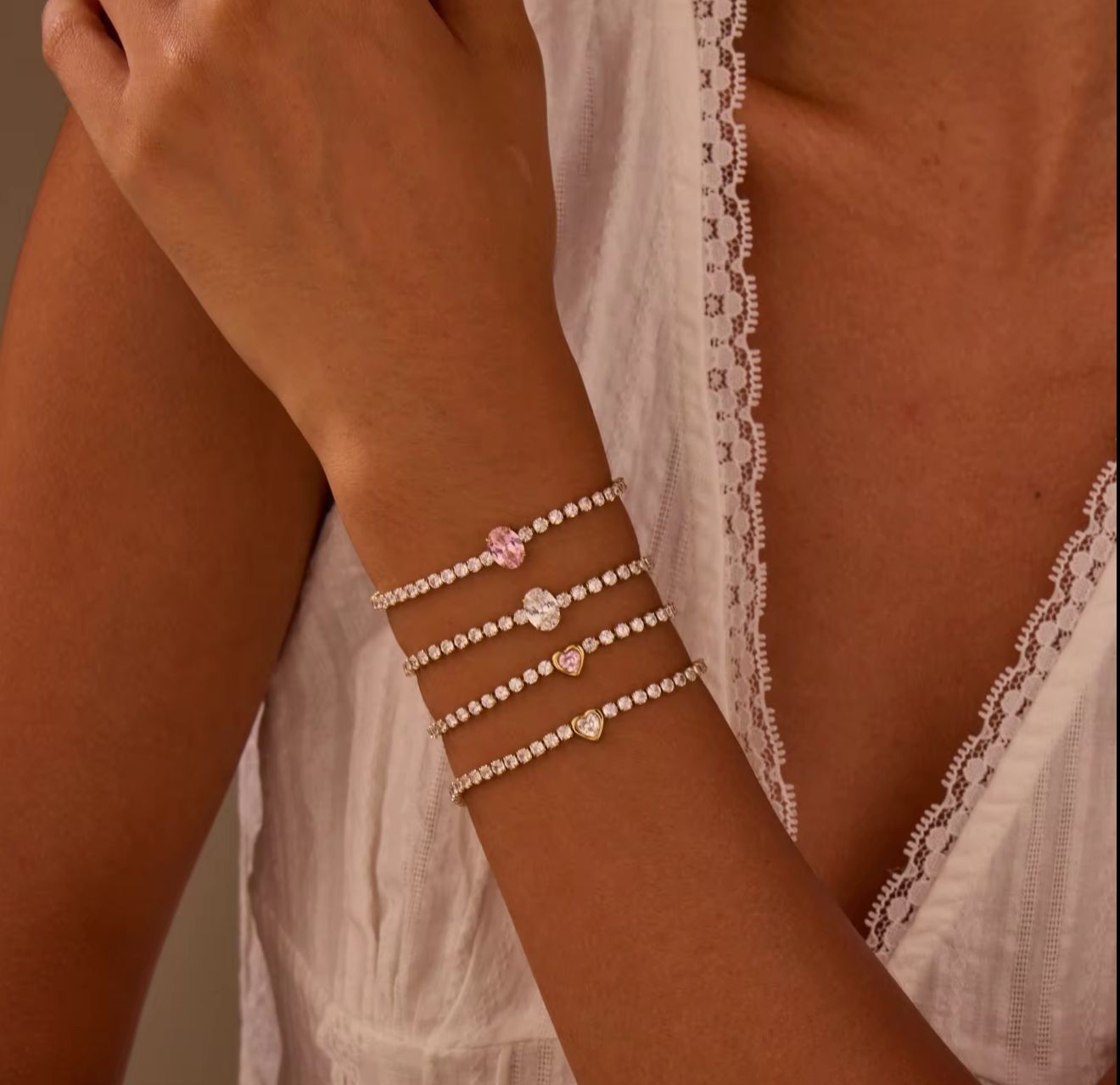 Heart tennis bracelet