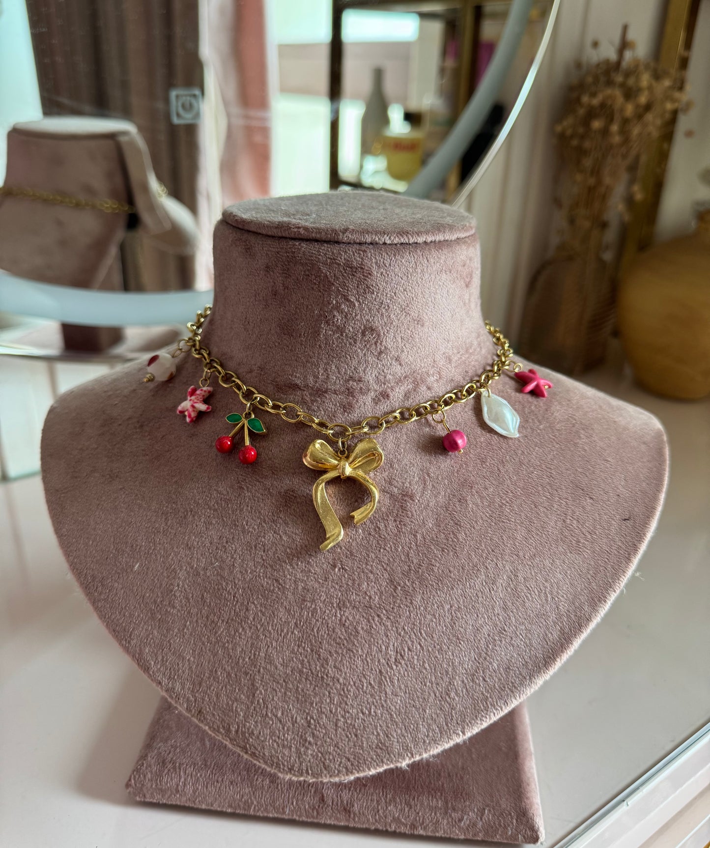 Berry Bow Charm Necklace