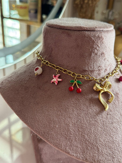 Berry Bow Charm Necklace