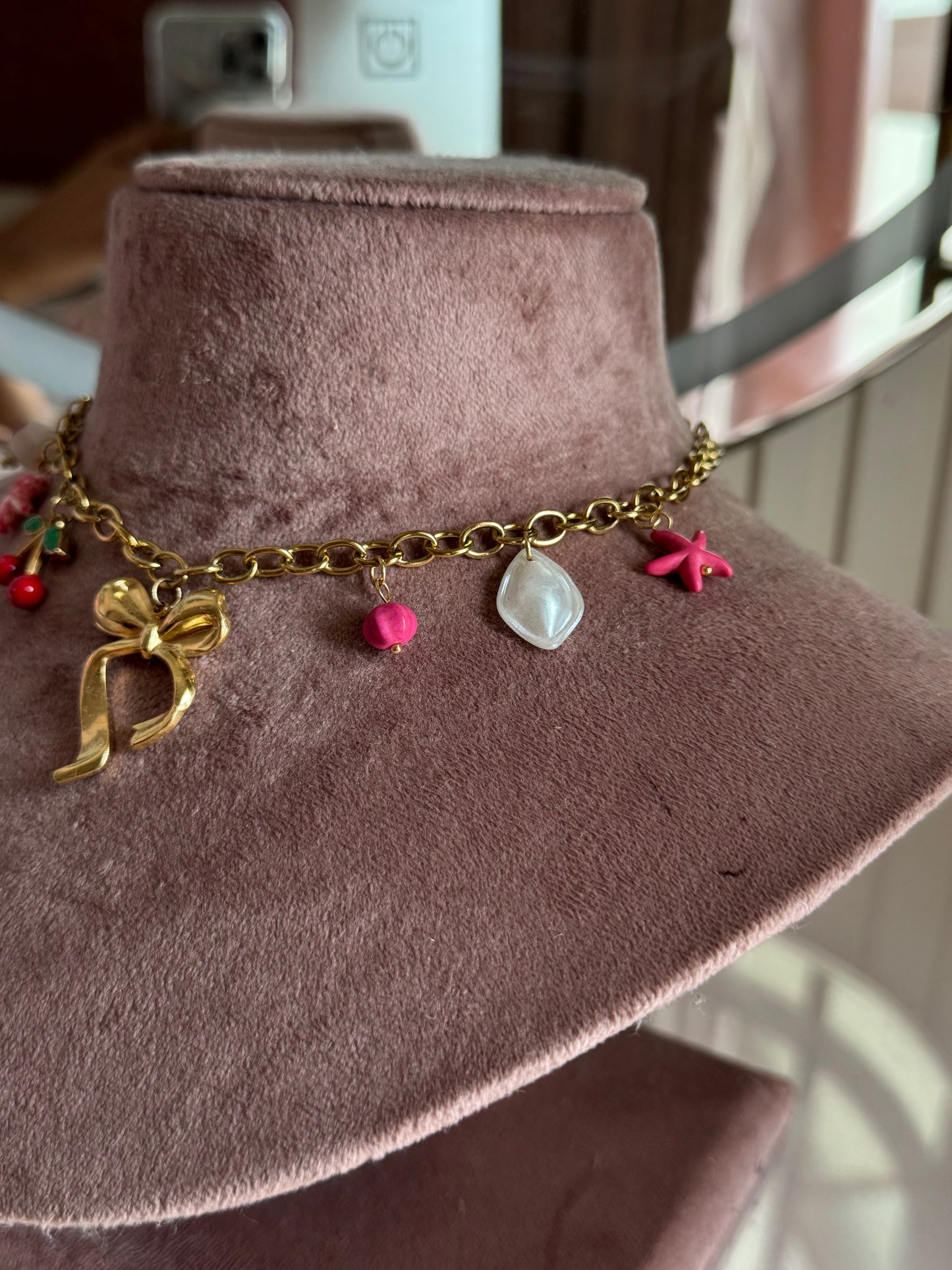 Berry Bow Charm Necklace