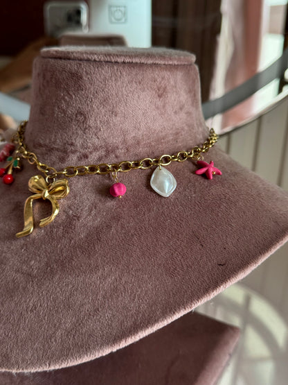 Berry Bow Charm Necklace