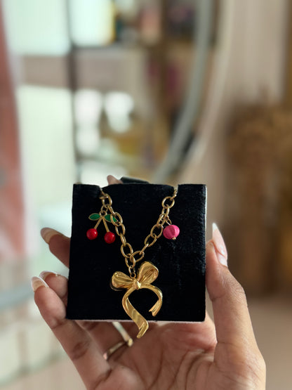Berry Bow Charm Necklace