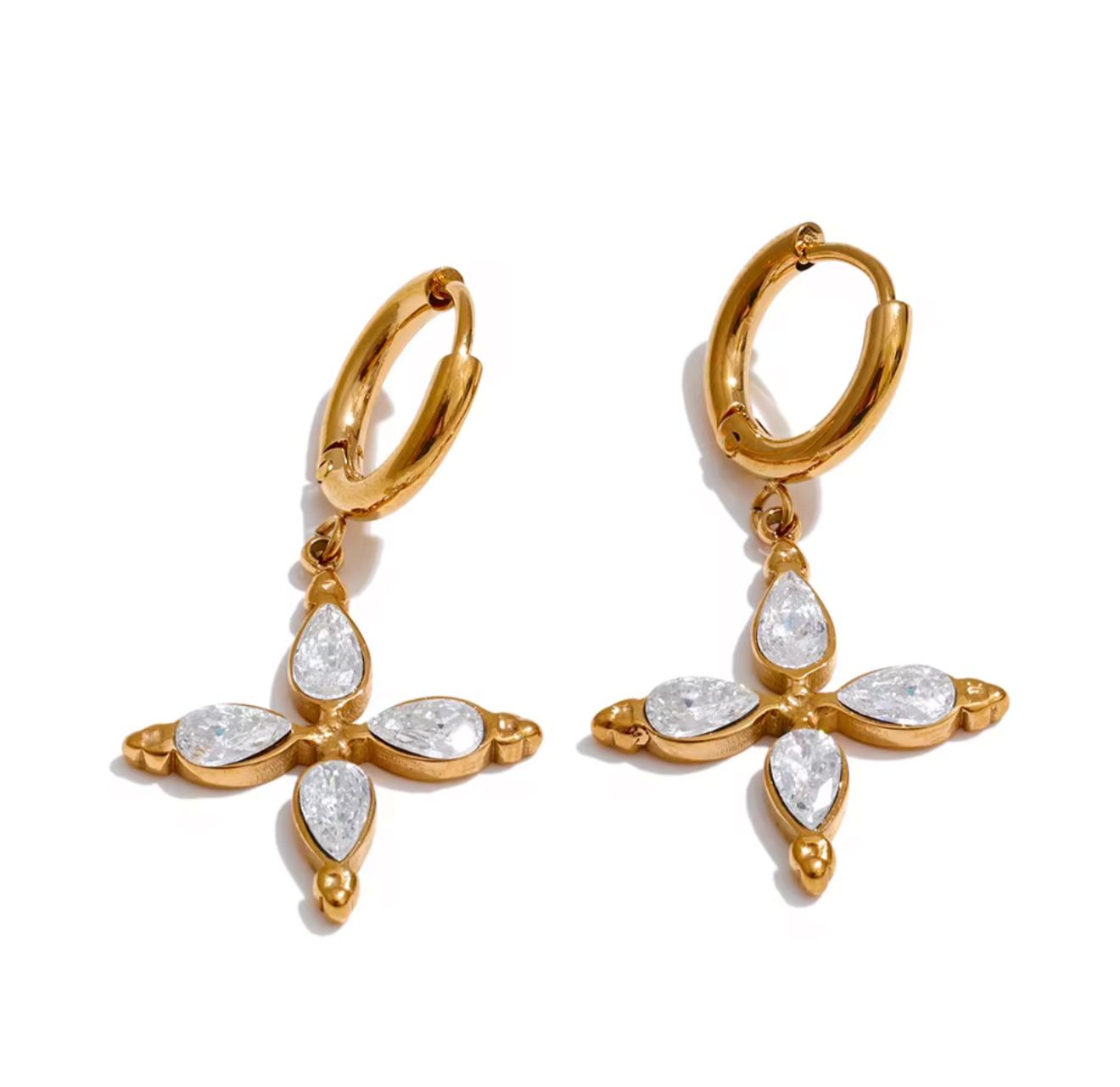 floral-cross earrings