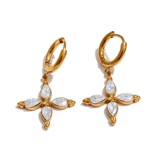 floral-cross earrings