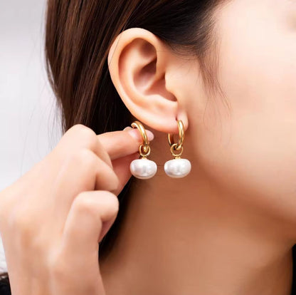 Freshwater Pearl hoops