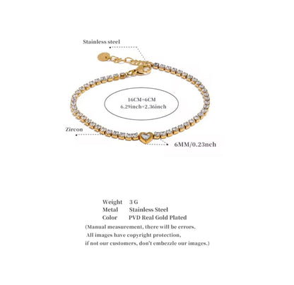 Heart tennis bracelet