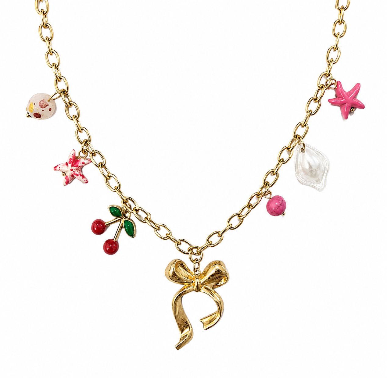 Bow charm necklace