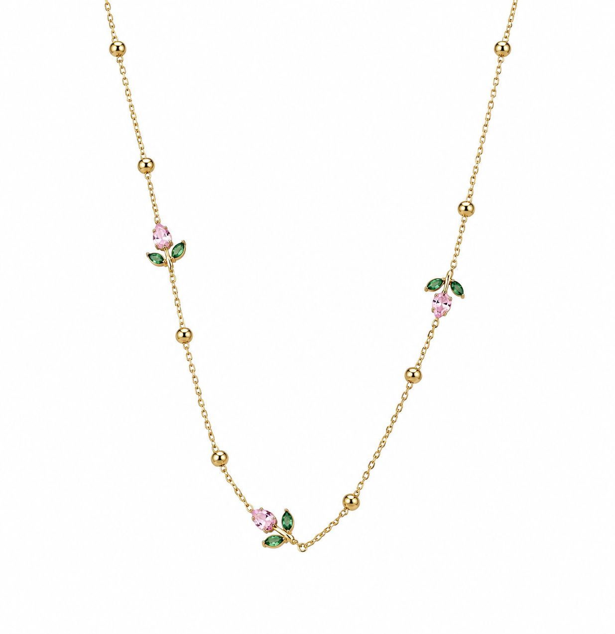 Pink tulip Bead necklace