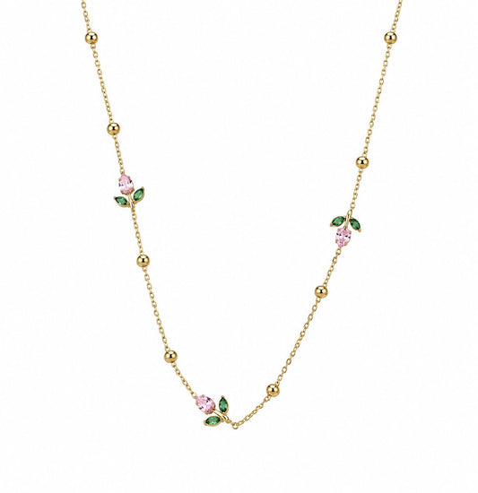 Pink tulip Bead necklace