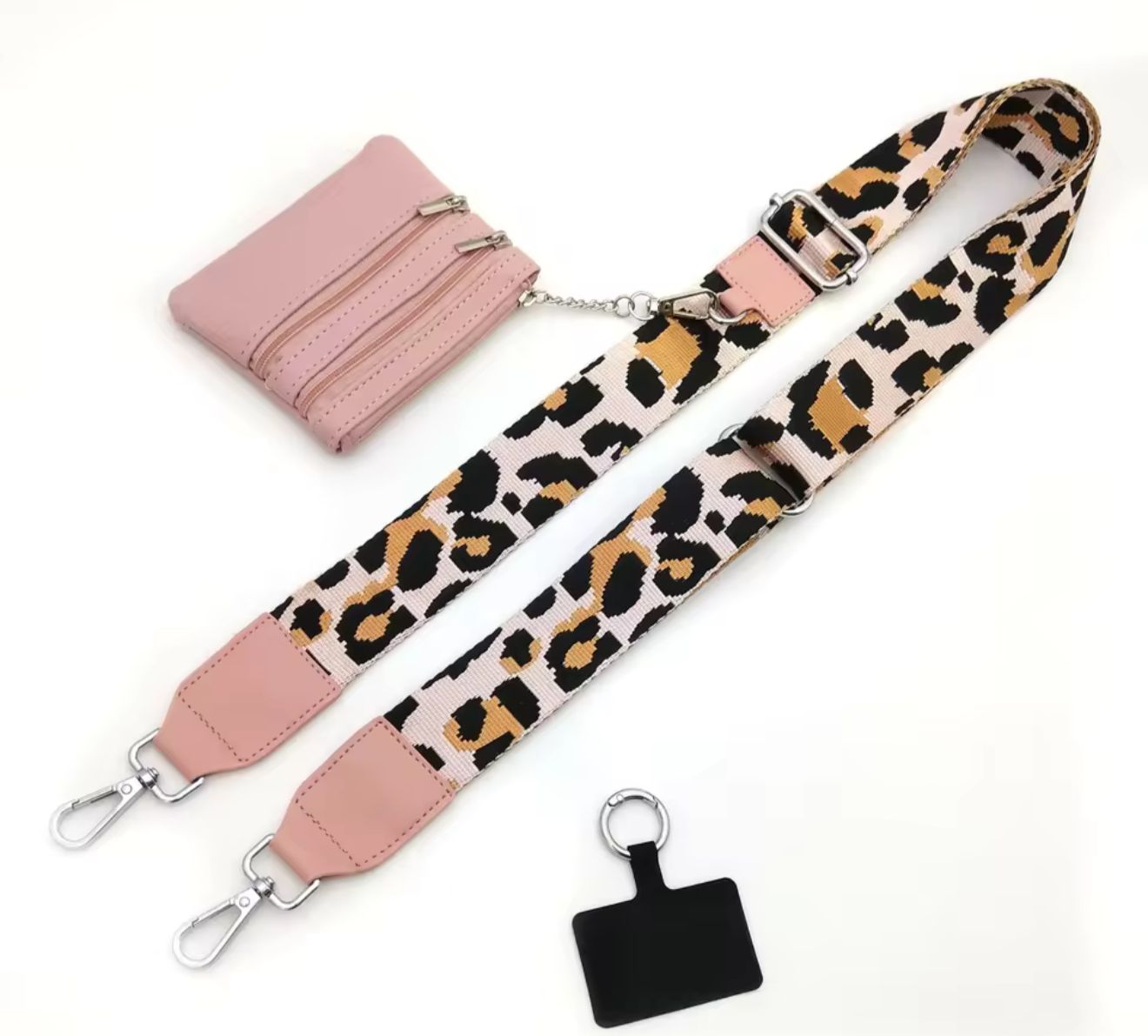 Pink Leopard Bag phone Strap
