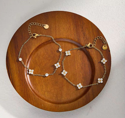 Flower stone chain bracelet