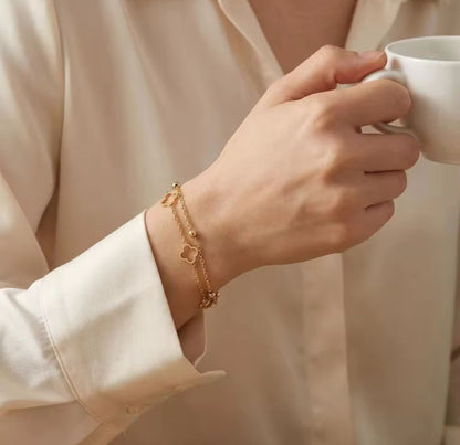 Layered clover bracelet
