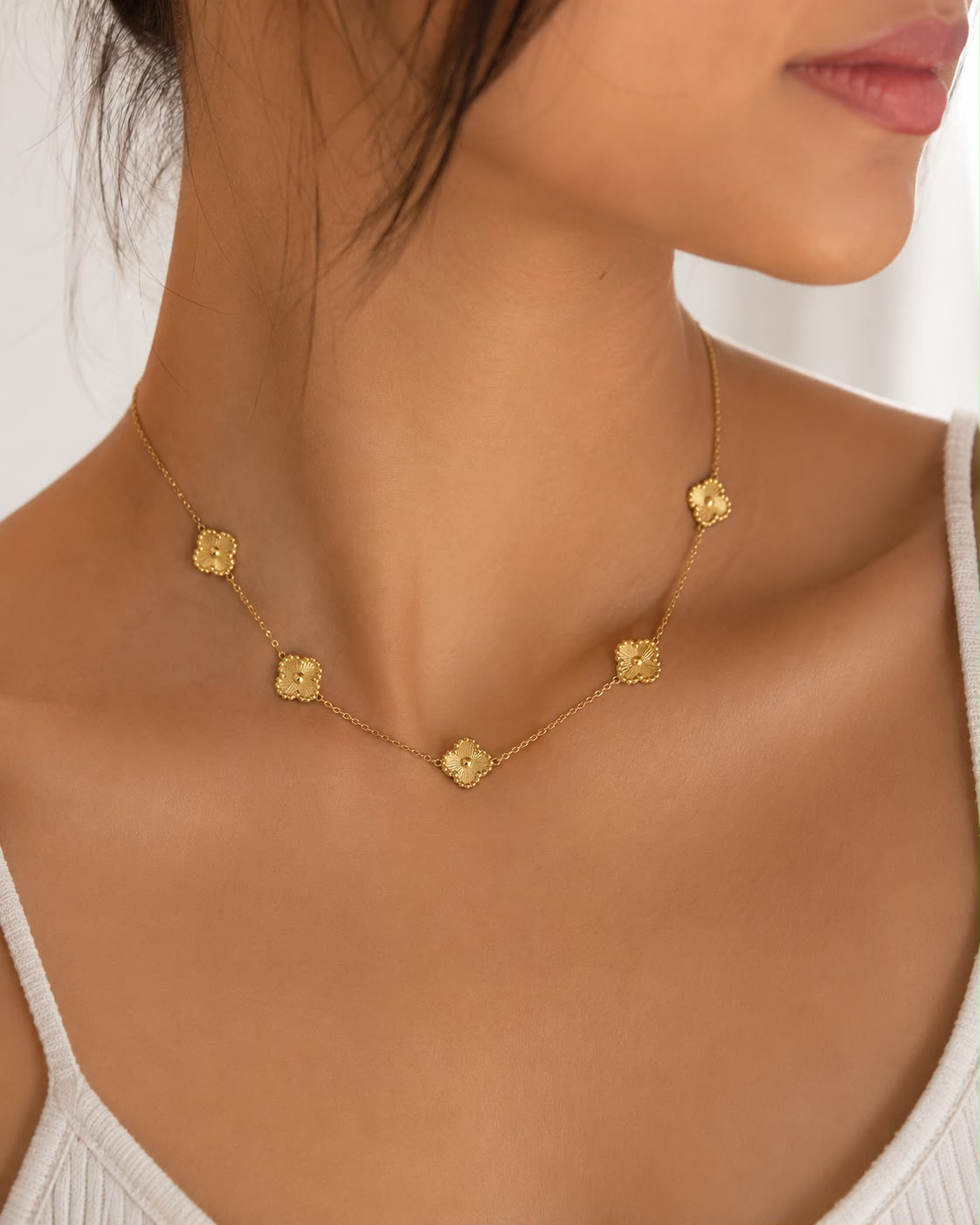 Golden clover necklace