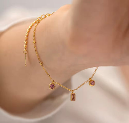 Gold plated Pink Pendant bracelet