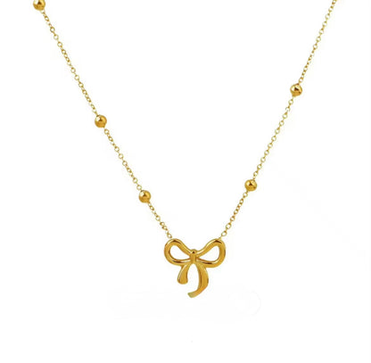 18K gold plated bow necklace