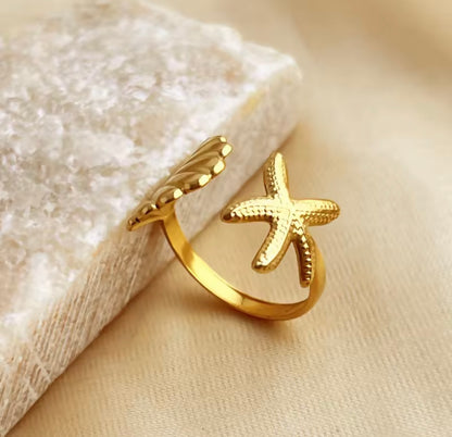 Gold Shell Set of three Rings(golden)