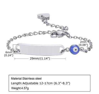 Engraveable evil eye bracelet