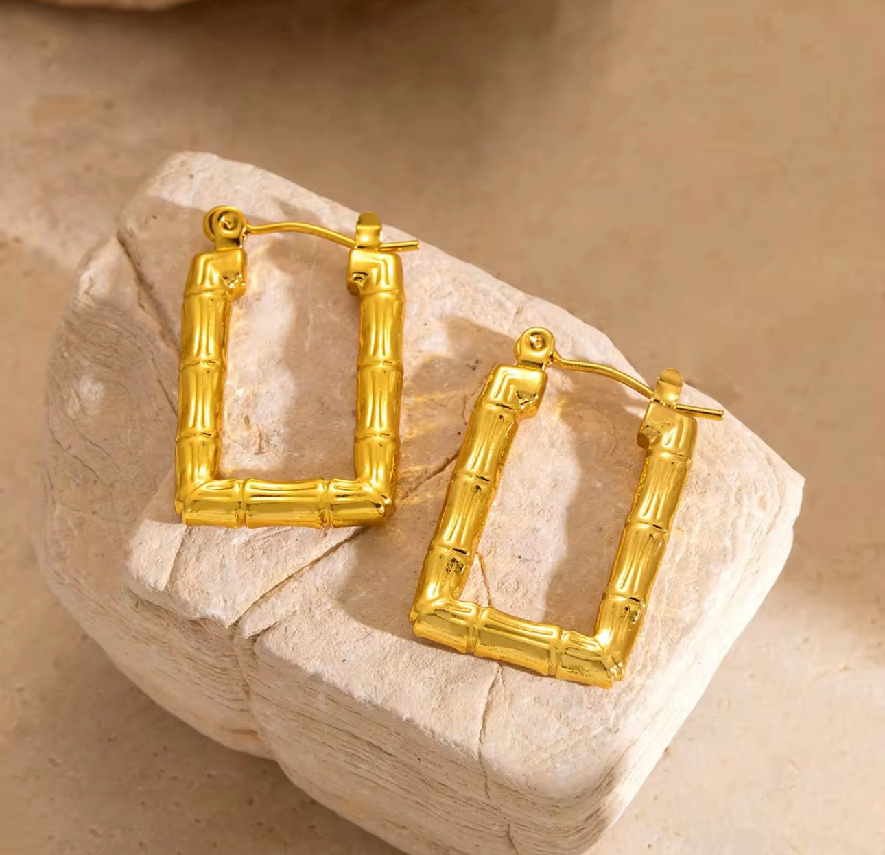 Rectangular Ball Earrings (Flatened)