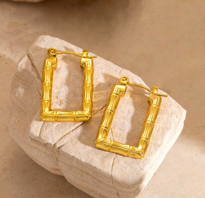 Rectangular Ball Earrings (Flatened)