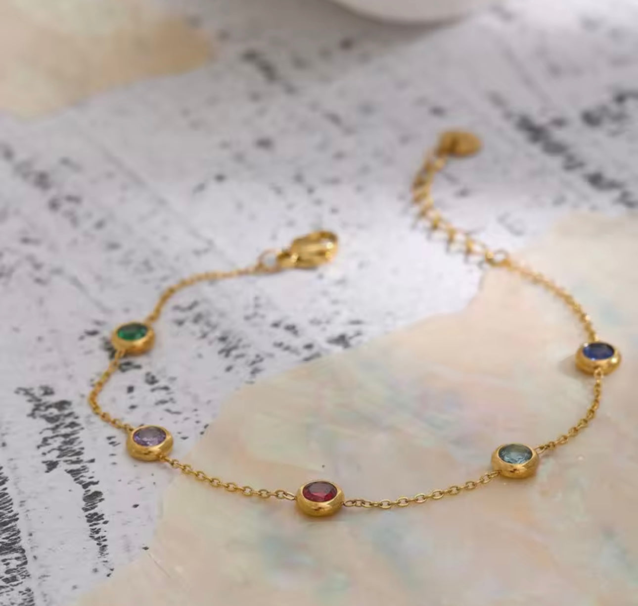 Zircon colourful steel bracelet