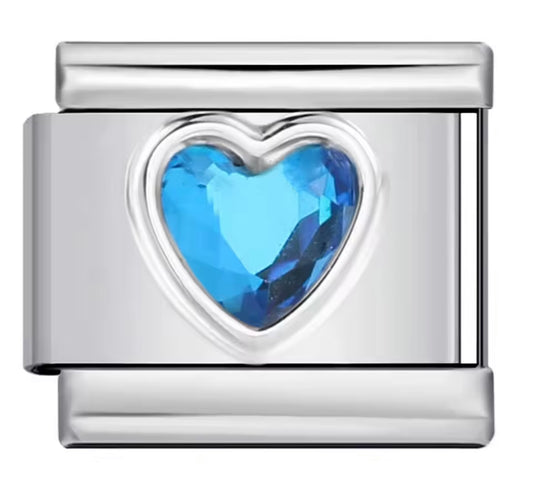 Blue Stone heart Charm