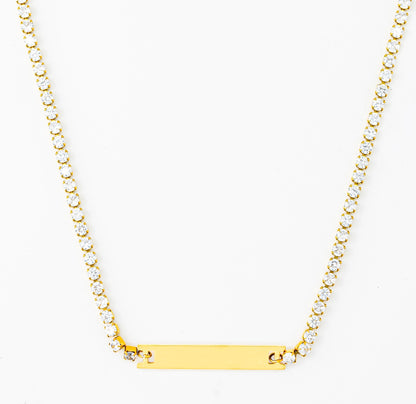 Tennis Engraveable Golden  Necklace