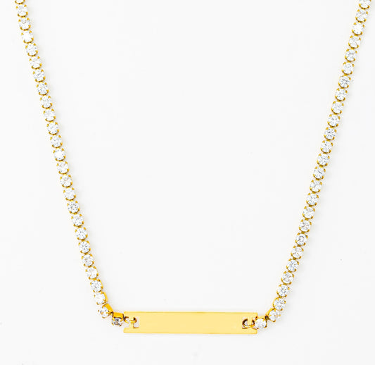 Tennis Engraveable Golden  Necklace