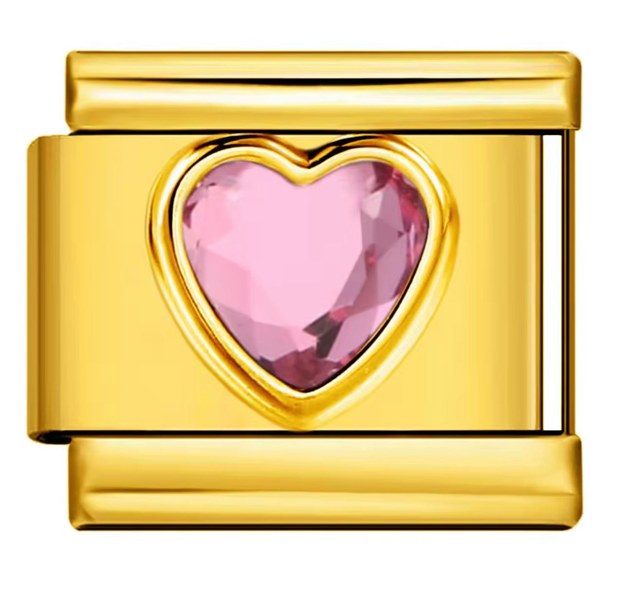 Stone Heart Charm (gold/pink)