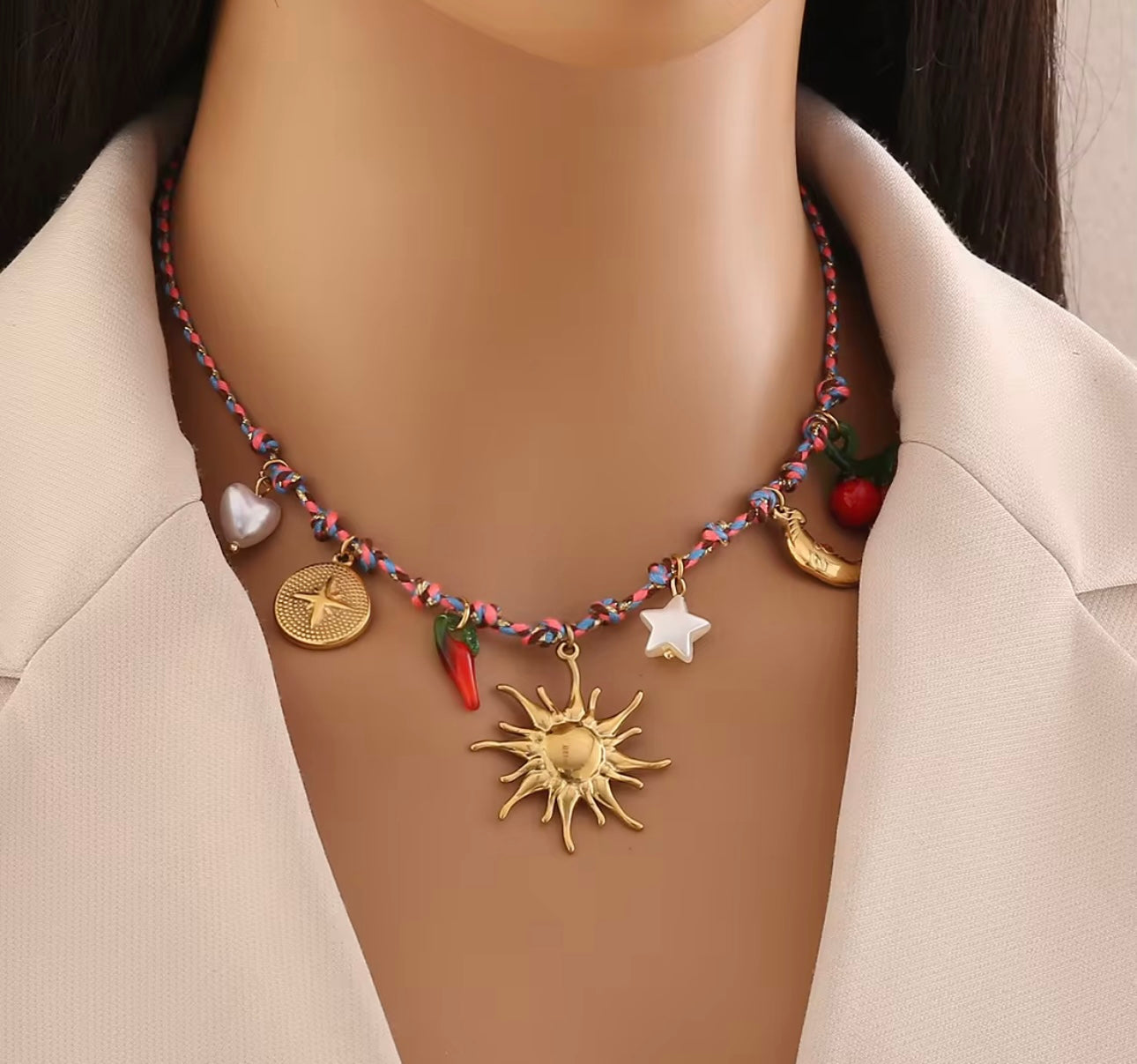 Rope charm necklace