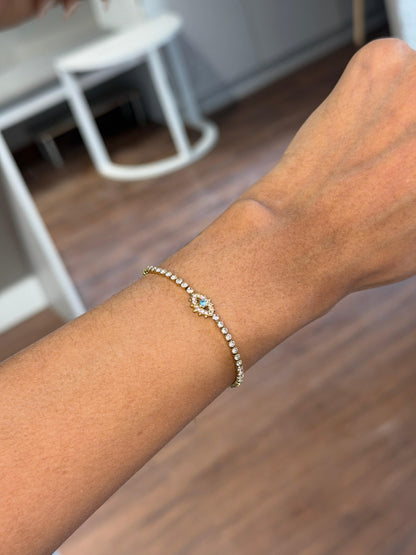 Ocean Evil eye tennis bracelet